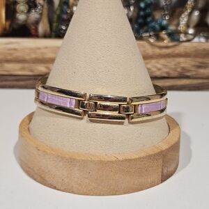 Gold and Purple Link Bracelet Women's Jewelry Colorful Fun Unique